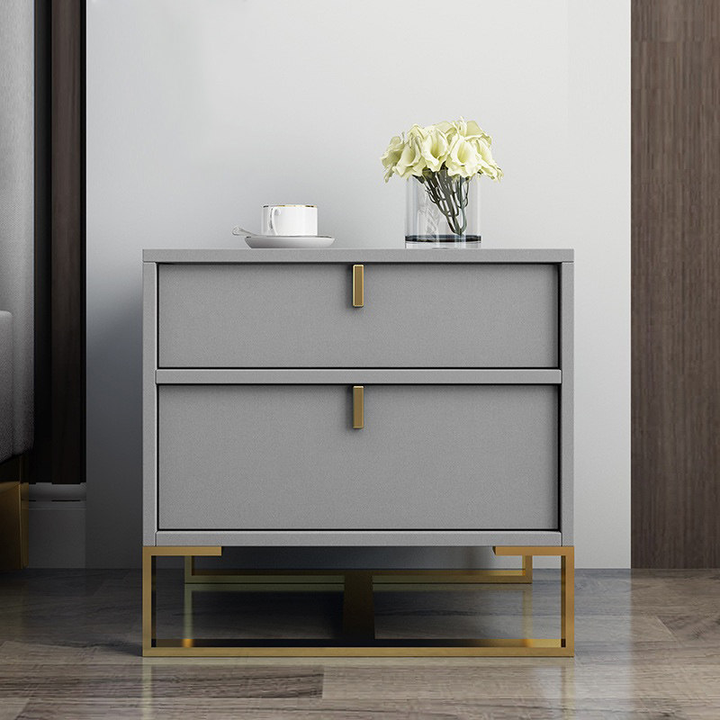 Stainless steel Nordic fabric bucket cabinet Living room Creative Hong Kong-style gold-plated light luxury bedroom paint bed cabinet