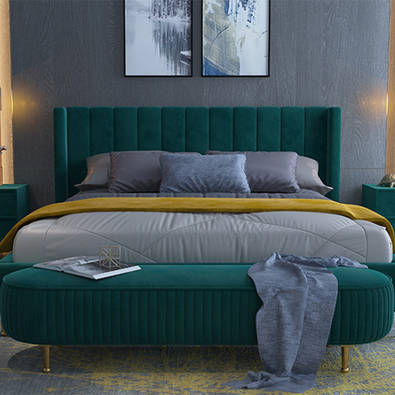 Chuvan Nordic light and luxurious bed tail bench cloth Soft Bag Bedroom Bed tatami About modern gilded stainless steel bed tailstool