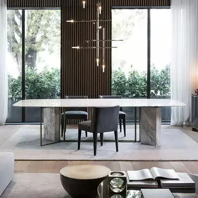 Modern simple light luxury dining table and chair combination dining table Nordic marble dining table Designer rectangular dining table
