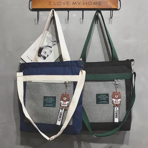 Брендовый японский вместительный и большой шоппер, универсальная сумка на одно плечо, льняная сумка, в корейском стиле