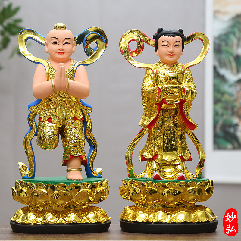 Dedicated to the statue of the lucky boy, the virgin, the resin buddha statue, the golden boy, the jade girl, the good fortune boy, the dragon girl, the Guanyin disciple statue