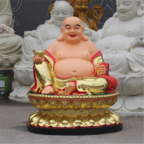 Factory direct sales of Buddha resin glass fiber reinforced plastic gold painted Maitreya Lotus Flower smiling Buddha 8cm smiling Buddha