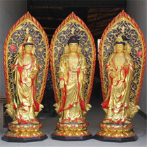 Resin Buddha statue 1 meter 8 Oriental Three Saints with Backlight Oriental Three Saints Buddha Statue Temple Buddha Statue Sunlight Moonlight Bodhisattva