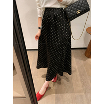 Love Devil Fish Black Polo Spot Half Body Dress Woman 2024 Spring Summer New High Waist Display Slim Korean Ensemble 100 Hitch Long Dress