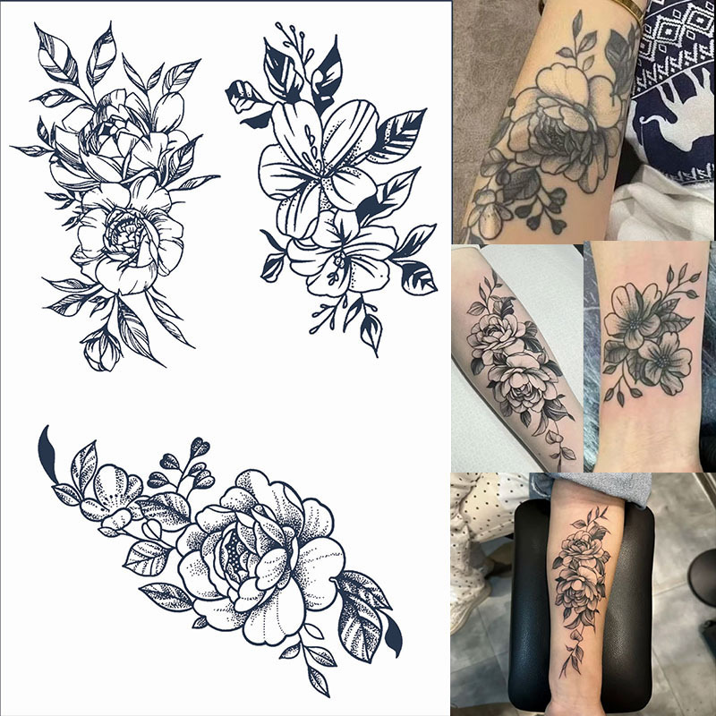 Collarbone Arm Herbal Juice Semi-Permanent Temporary Tattoo Stickers for Women, Washable, Fresh, Waterproof, Long-Lasting, Realistic