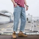 Mùa xuân 2020 nam mới quần màu đỏ rất cổ tích nam, quần áo xuân đẹp trai, quần jeans ống rộng, quần crop - Quần jean