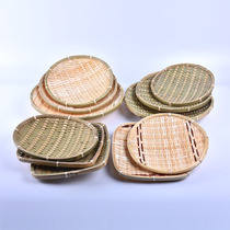 Handmade bamboo basket Household steamed bun basket Bamboo dustpan Bamboo plaque snack basket Small tray Fruit basket creative decorative plate
