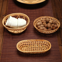 Vietnamese rattan fruit plate handmade bamboo mini tea dish fruit basket pastry basket fruit dish towel tray for home storage