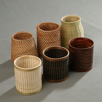 Vietnam rattan hand-woven tea ceremony tube Pen holder Rattan six gentlemen storage tube Creative bamboo woven tea ceremony spare parts