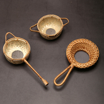 Handmade bamboo woven tea drain rattan woven tea filter Creative tea ceremony zero matching Kung Fu tea retro tea filter tea residue pass