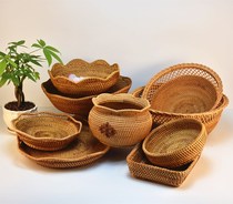 Vietnam rattan refreshment box handmade fruit basket dried fruit plate snack basket household bamboo creative desktop storage basket