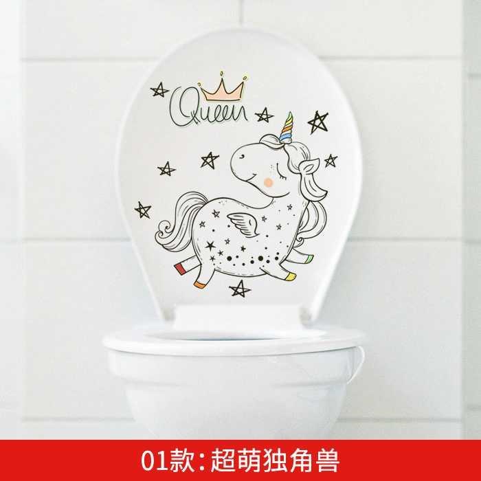 Toilet nhật dán sticker vệ sinh cá Bắc Âu sáng tạo phim hoạt hình kỳ lân tự dán giấy vẽ ký túc xá.