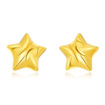 Chow Tai Fook yuan gold earrings 999 pure gold 24K pure gold earrings mini earrings women earrings birthday gift