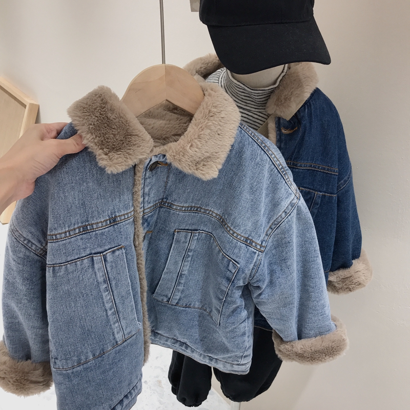 Korean Boy Clothing Girl Jacket 2021 Autumn Winter New Children's Denim Jacket Boy Han Version Fashion Foreign Pie