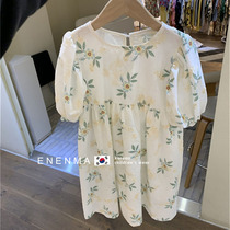 South Korean boy dress girl little frescoed dress 2021 Summer children CUHK Scout dress Froth Sleeve Princess Dress