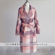 Áo lưới rộng màu hồng tùy chỉnh của phụ nữ Dzlulu với tay áo bằng vải len cashmere hai mặt áo khoác dài - Áo len lót đôi