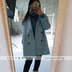 Phụ nữ của DzLulu phần dài vai rộng xương cá có hoa văn hai mặt áo khoác cashmere dài tay - Áo len lót đôi áo khoác nữ form rộng Áo len lót đôi