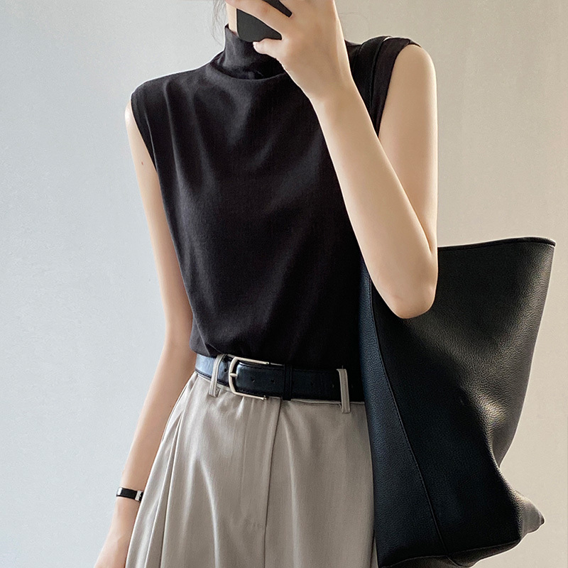 Japanese Style Half-High Collar Sleeveless Vest Women's Top Spring and Autumn 2026 New Slim Fit Inner Layer Modal T-Shirt