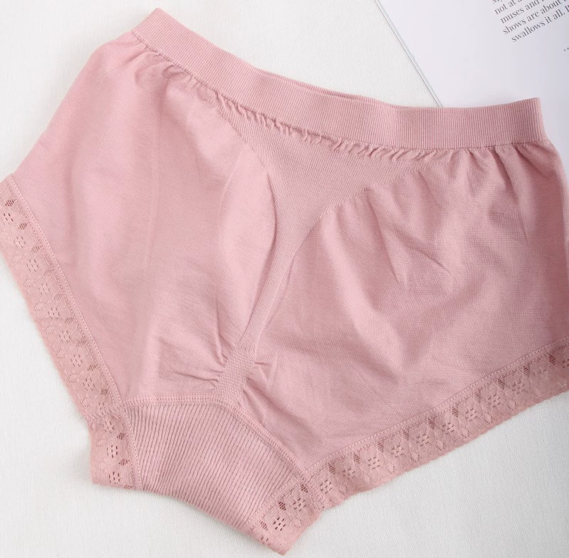 Phụ nữ Nhật Bản liền mạch thoải mái mềm mại cao eo túi quần lót nữ quần lót ren quần cotton - Giữa eo