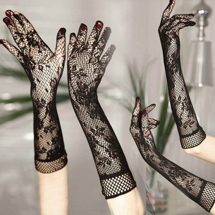 Erotic lace gloves underwear accessories sexy transparent summer thin outdoor show riding non-slip gloves