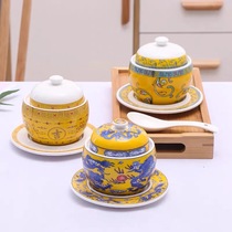 Stew pot for 1 person Buddha jumping over the wall with lid water-proof ceramic stew pot birds nest dessert steaming cup small stew pot restaurant hotel commercial use