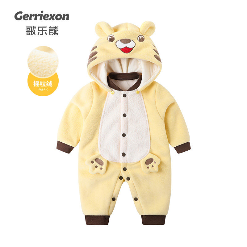 Baby clothes autumn and winter suits newborn winter clothes jumpsuits baby cute hooded plus velvet warm out clothes tide