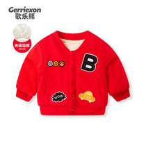 2022 baby autumn and winter jacket boys and children baseball uniform baby fleece thick jacket winter warm cotton top