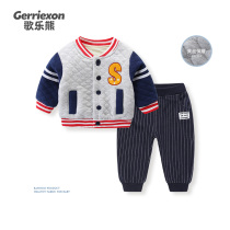 2022 New Boys Autumn and Winter Suit Baby Padded Warm Coat Plus Fleece Pants Two-piece Set Baby Going Out