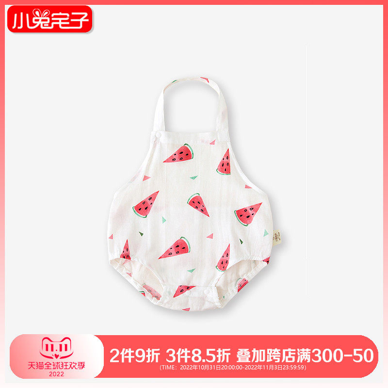Rabbit house baby summer cotton belly gauze with lap apron wrap fart clothing newborn romper thin section baby