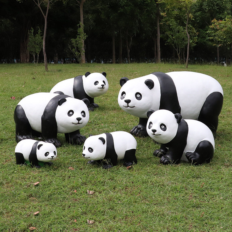 Outdoor Emulation Panda Sculpture Kindergarten Public Garden Forest Landscape Courtyard Decoration Small Glass Fiber Glass Animal Large Pendulum