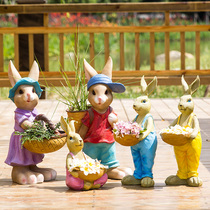 Courtyard Garden Kindergarten flower tank simulation animal rabbit flower pot FRP landscape sketch sculpture decoration ornaments