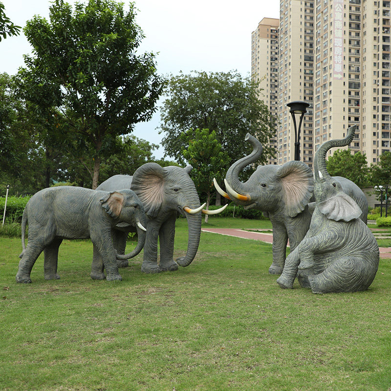 Outdoor large simulation elephant glass fiberglass sculpture park grass park lawnlandscape sample house decoration center decoration