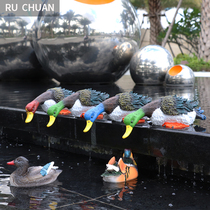 Courtyard Park Forest rockery pool simulation floating water Mandarin duck Swan drinking water duck landscape sketch sculpture ornaments