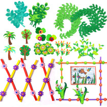 Kindergarten foam 3D three-dimensional wall stickers for small school classroom blackboard newspaper theme creative decoration environment layout flowers and plants