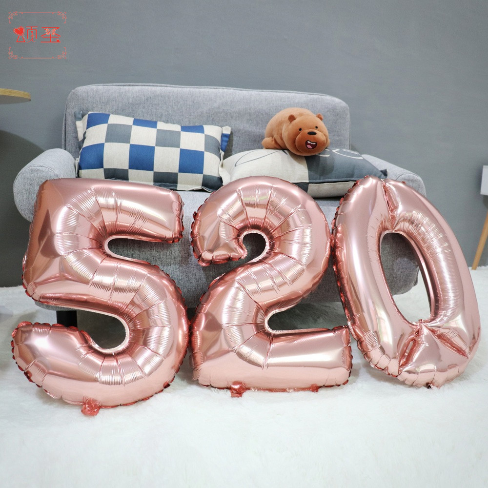 32 Inch Birthday Champagne Gold Digital Rose Gold Digital Party Online Red Photo Prop Anniversary Balloon Decoration