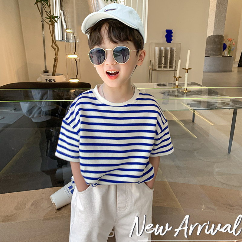 boys striped cotton t shirt summer short sleeve casual crew neck tee