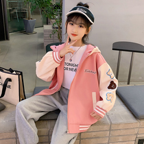 Girl Coats Spring Autumn Season Ocean Gas Nets Red Baseball Clothes Spring Dress 2022 New CUHK Children Trendy Korean Version Blouse