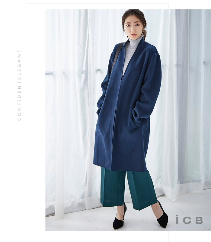 Áo khoác len cổ đứng của ICB dành cho nữ - Trung bình và dài Coat