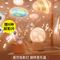 Cute cute Angel star projection lamp music rotating night light bedroom sleep atmosphere lamp creative birthday gift