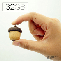 Half rice wood 32g Acorn U disk wooden nuts student USB cute wooden creative birthday gift