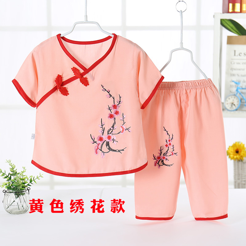 . Childrens bông lụa pajama set mùa hè mỏng điều hòa không khí quần áo nhỏ và trẻ chàng trai cô gái với nhà ngắn tay.