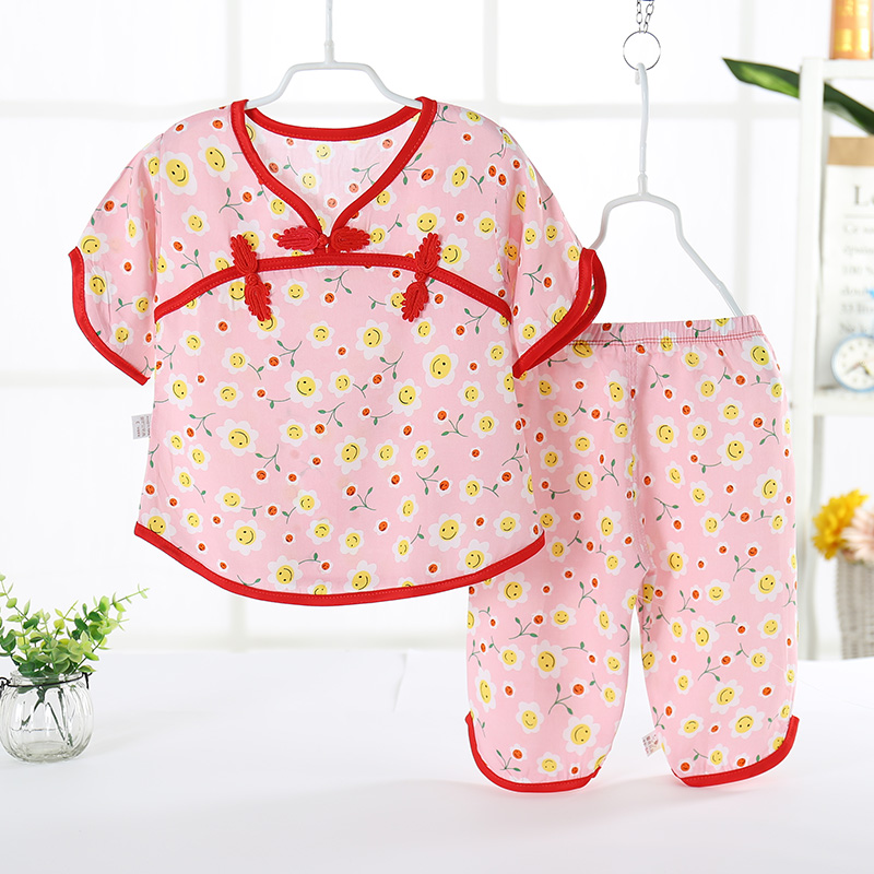 . Childrens bông lụa pajama set mùa hè mỏng điều hòa không khí quần áo nhỏ và trẻ chàng trai cô gái với nhà ngắn tay.