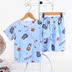 . Pajamacotton lụa của nam giới và trẻ em gái về nhà quần áo bộ ngắn tay lụa bé cậu bé điều hòa không khí quần áo trẻ em Mùa mỏng. 