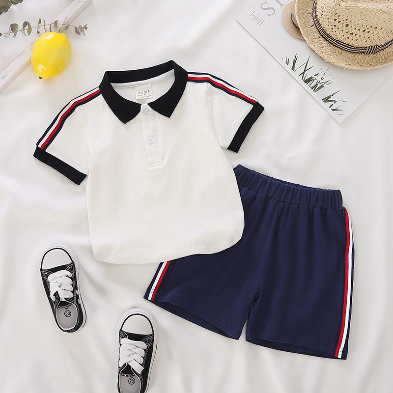 . Mùa hè 2020 trẻ em Mang trai hai mảnh Summer Kids POLO áo sơ mi ngắn tay bé Sienup.