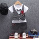 . Childrens mùa xuân 2020 Hàn Quốc phiên bản bộ cậu bé ngắn tay áo top quần short childrens trẻ em quần áo hai mảnh.