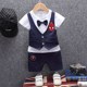 . Childrens mùa xuân 2020 Hàn Quốc phiên bản bộ cậu bé ngắn tay áo top quần short childrens trẻ em quần áo hai mảnh.