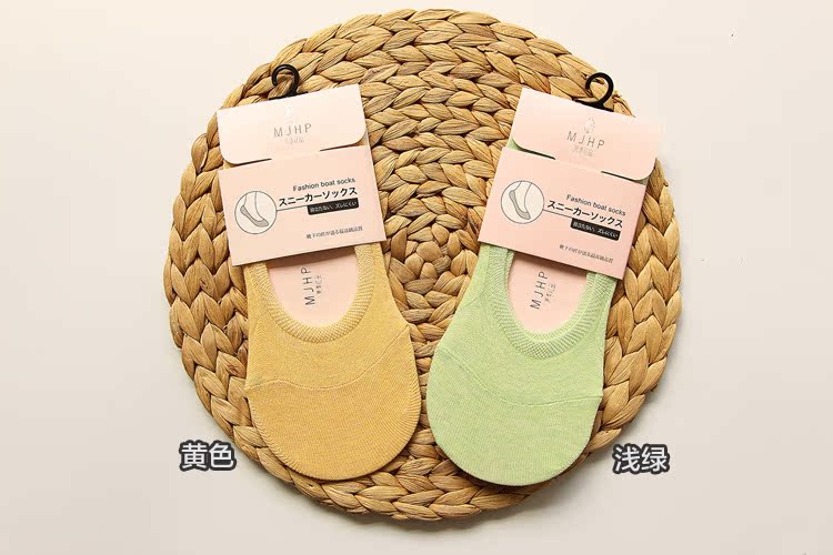 Vớ mùa hè cotton màu rắn ladies vớ vô hình nông miệng kẹo màu cotton silicone vớ chống trượt phần mỏng