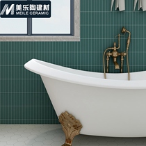 Nordic strip matte mosaic tiles Long dark green kitchen bathroom balcony entrance background wall tiles