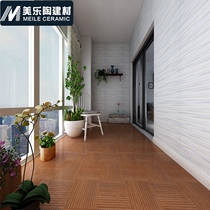 Vertical and horizontal Japanese wood grain brick concave and convex non-slip balcony floor tile 600X600 bedroom brown-red imitation solid wood tile