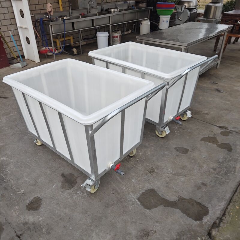 Water Tank Cart, Turnover Cart, Cloth Cart, Dyeing Factory Cloth Cart, Water-Filled Cart, Plastic Box with Wheels, Linen Cart